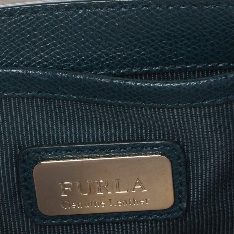Pre Owned Furla Deep Green Leather Mini Metropolis Chain Shoulder Bag