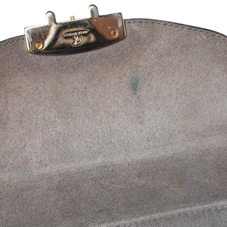 Pre Owned Furla Deep Green Leather Mini Metropolis Chain Shoulder Bag