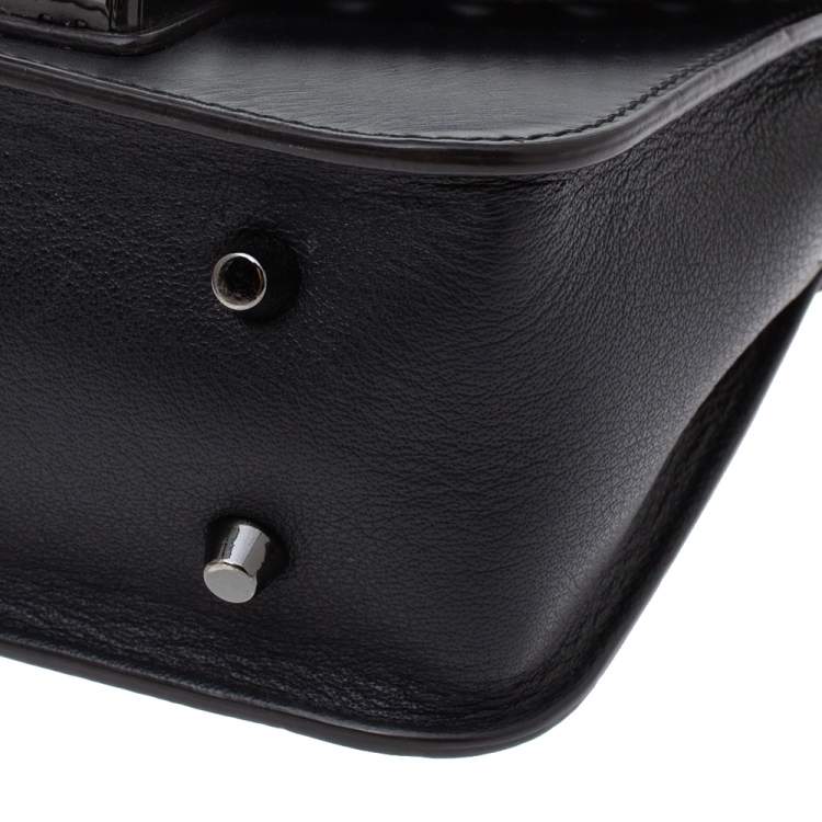 Pre Owned Furla Onyx Black Laser Cut Leather Mini Metropolis Crossbody Bag