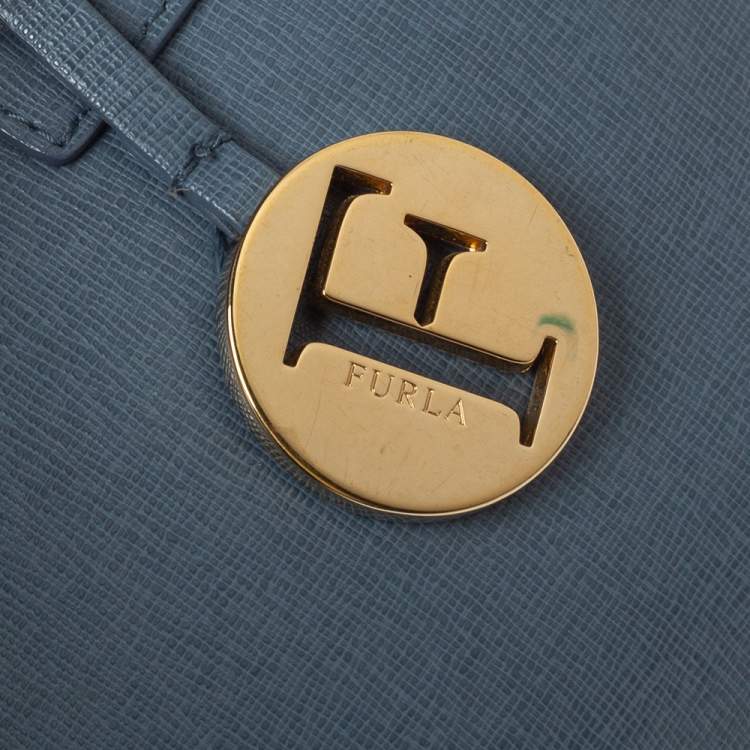 Pre Owned Furla Dark Grey Leather Small Linda Tote