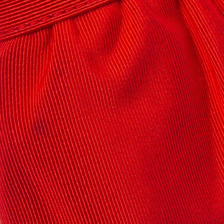 Pre Owned Furla Red Canvas Bow Clutch