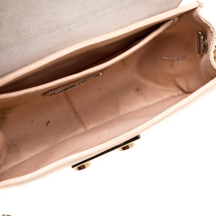 Pre Owned Furla Beige Leather Mini Metropolis Chain Shoulder Bag