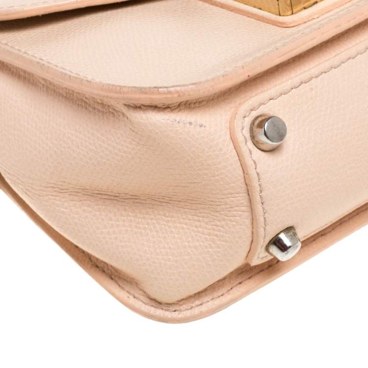 Pre Owned Furla Beige Leather Mini Metropolis Chain Shoulder Bag