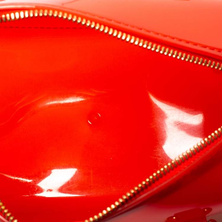 Pre Owned Furla Orange Glossy Rubber Mini Candy Satchel