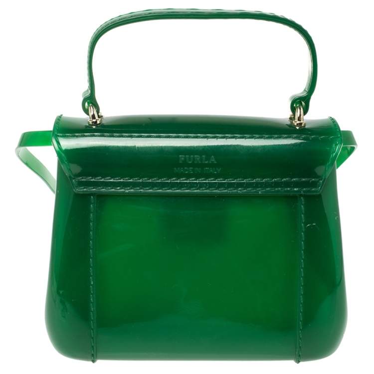 Pre Owned Furla Green Rubber Candy Bon Bon Crossbody Bag