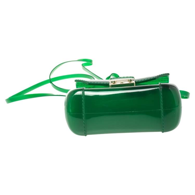 Pre Owned Furla Green Rubber Candy Bon Bon Crossbody Bag