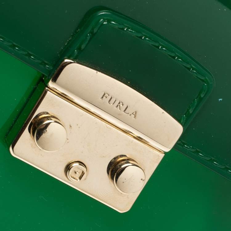 Pre Owned Furla Green Rubber Candy Bon Bon Crossbody Bag