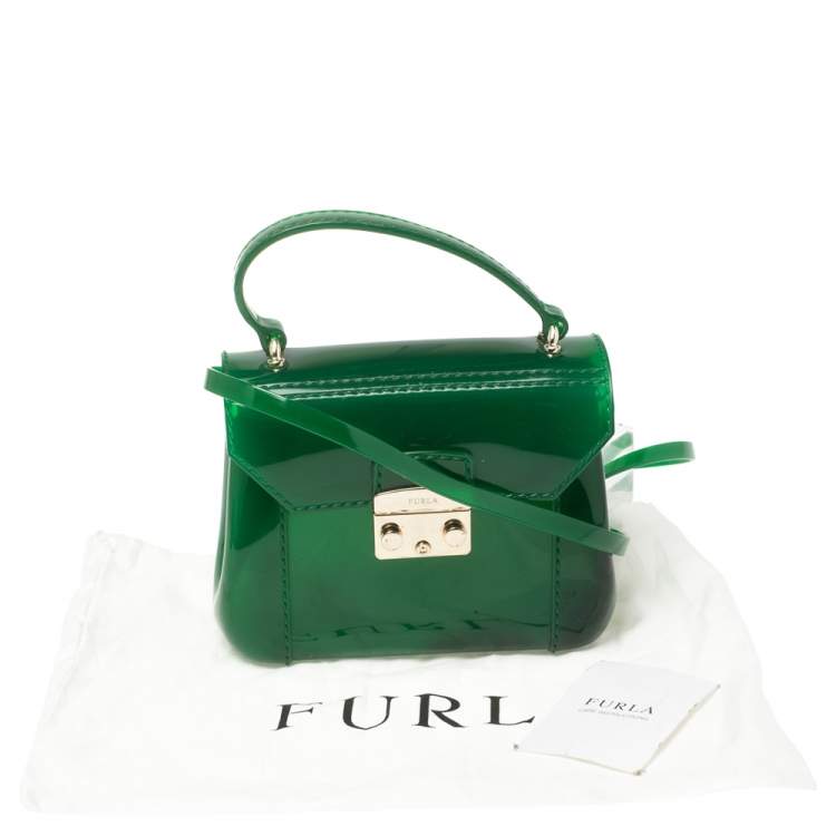 Pre Owned Furla Green Rubber Candy Bon Bon Crossbody Bag