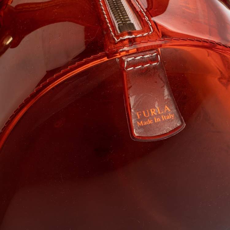 Pre Owned Furla Orange/Purple Ombre Rubber Candy Satchel