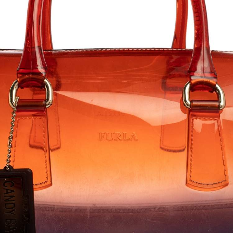 Pre Owned Furla Orange/Purple Ombre Rubber Candy Satchel