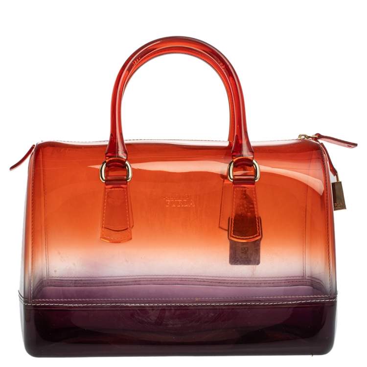 Pre Owned Furla Orange/Purple Ombre Rubber Candy Satchel
