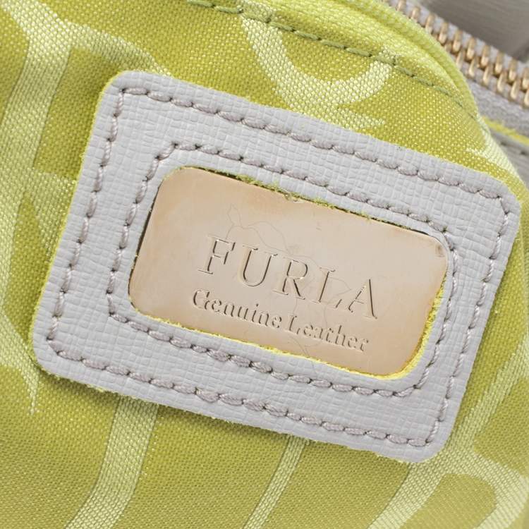 Pre Owned Furla Beige/Cetrine Leather Shopper Tote