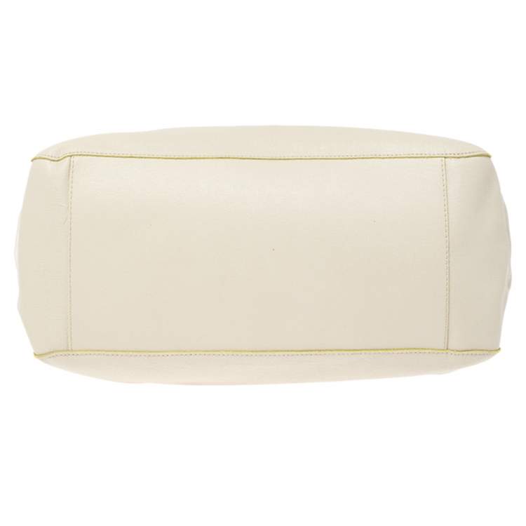 Pre Owned Furla Beige/Cetrine Leather Shopper Tote