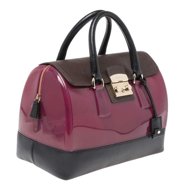 Pre Owned Furla Tri Color Rubber and Leather Candy Satchel