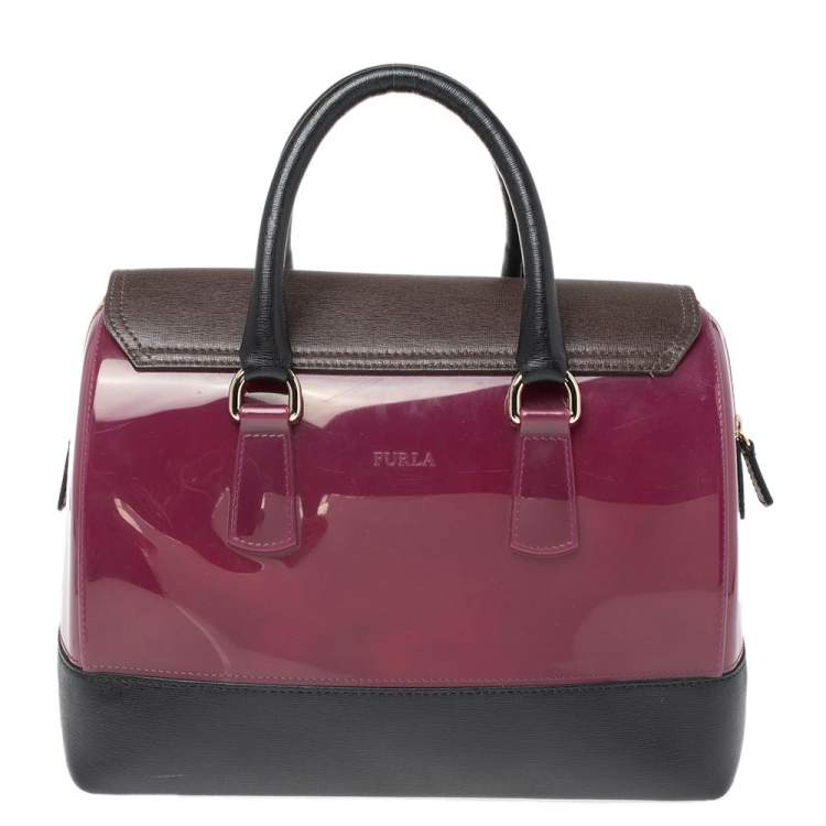 Pre Owned Furla Tri Color Rubber and Leather Candy Satchel