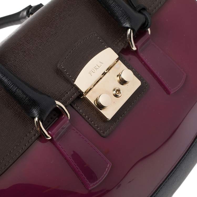 Pre Owned Furla Tri Color Rubber and Leather Candy Satchel
