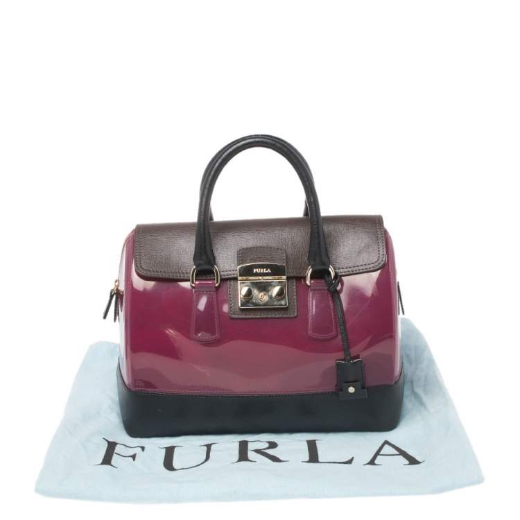 Pre Owned Furla Tri Color Rubber and Leather Candy Satchel