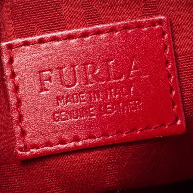 Pre Owned Furla Red Leather Buckle Satchel