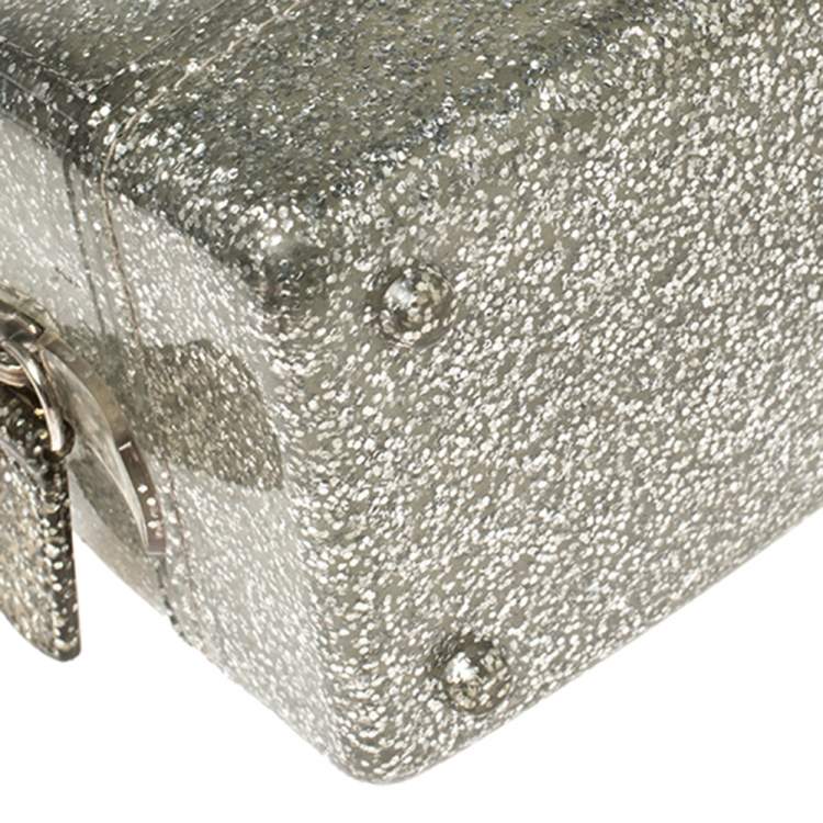 Pre Owned Furla Silver Glitter Rubber Mini Candy Satchel