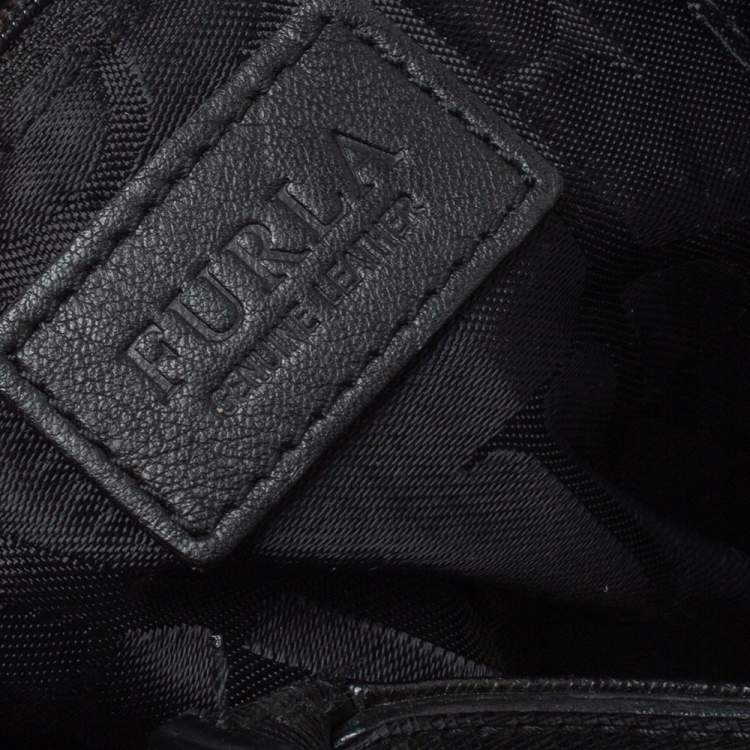 Pre Owned Furla Black Leather Alissa Tote