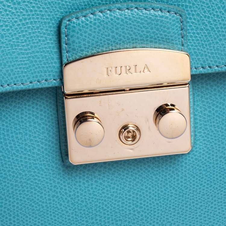 Pre Owned Furla Blue Leather Medium Metropolis Satchel
