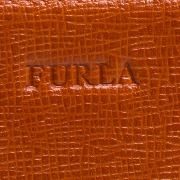 Pre Owned Furla Burnt Orange Leather Zip Around Wallet
