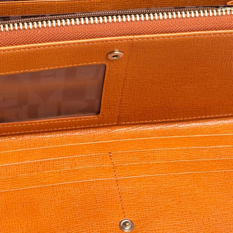 Pre Owned Furla Burnt Orange Leather Zip Around Wallet