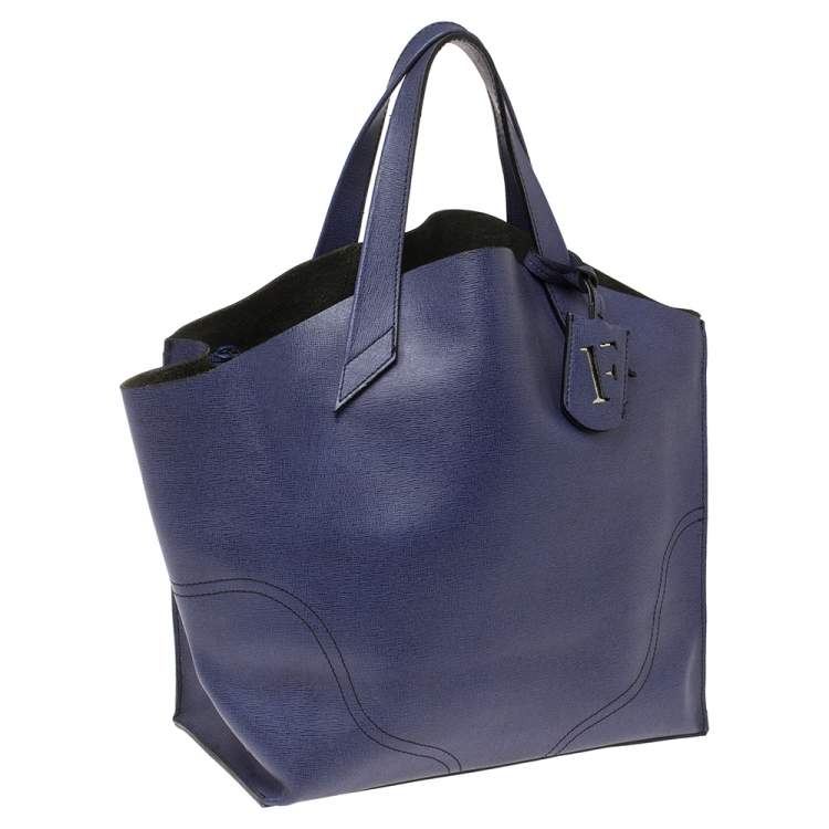 Pre Owned Furla Purple Leather Small Jucca Tote