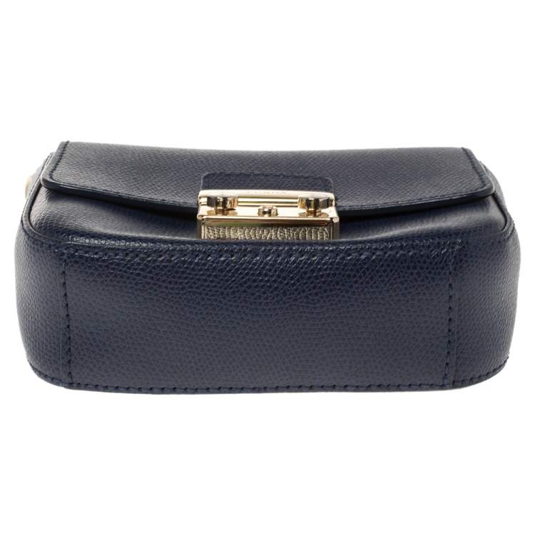 مملوكة مسبقًا Furla Indigo Leather Mini Metropolis Crossbody Bag