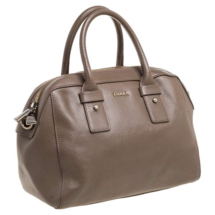 Pre Owned Furla Khaki Leather Satchel 