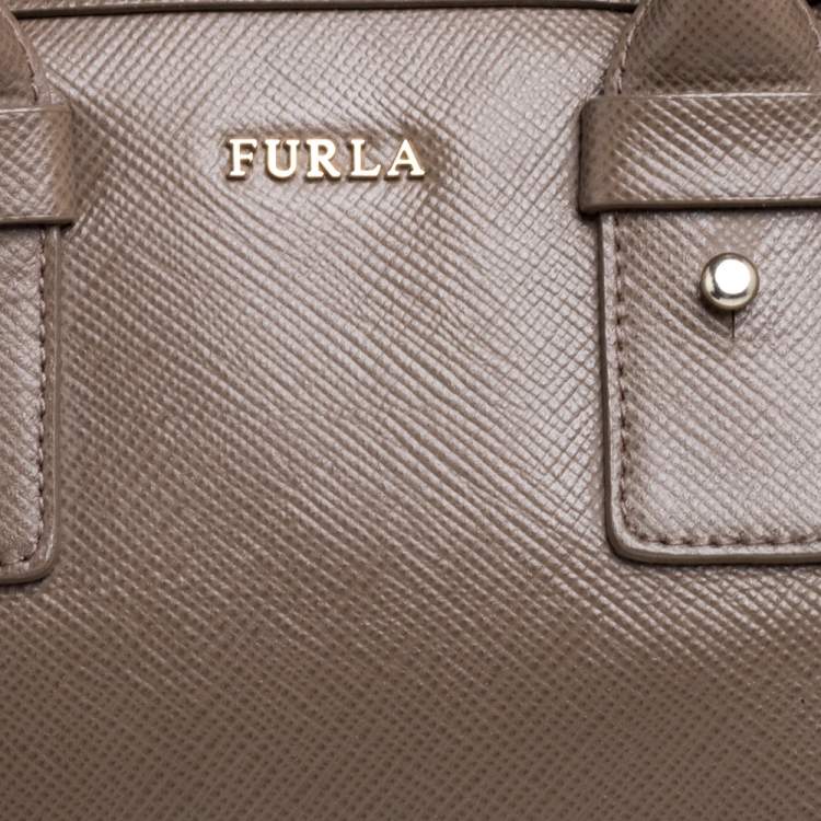 Pre Owned Furla Khaki Leather Satchel 