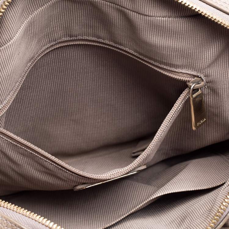 Pre Owned Furla Khaki Leather Satchel 