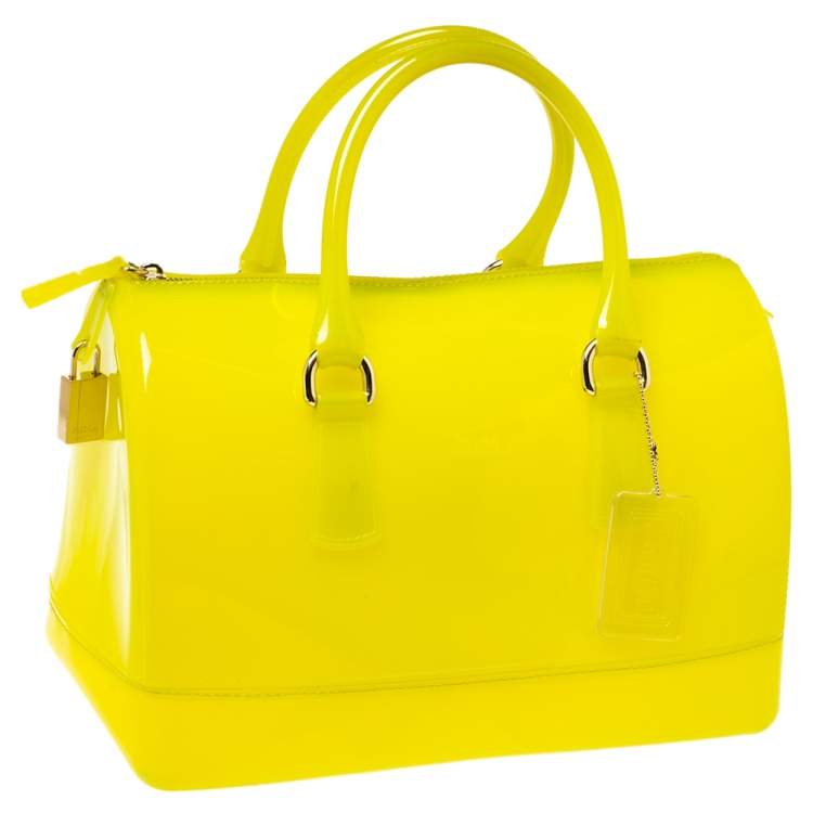 Pre Owned Furla Yellow Rubber Candy Satchel