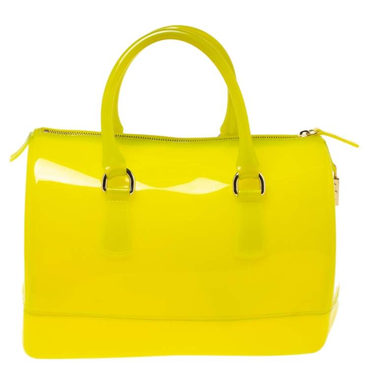 Pre Owned Furla Yellow Rubber Candy Satchel