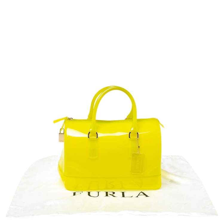 Pre Owned Furla Yellow Rubber Candy Satchel