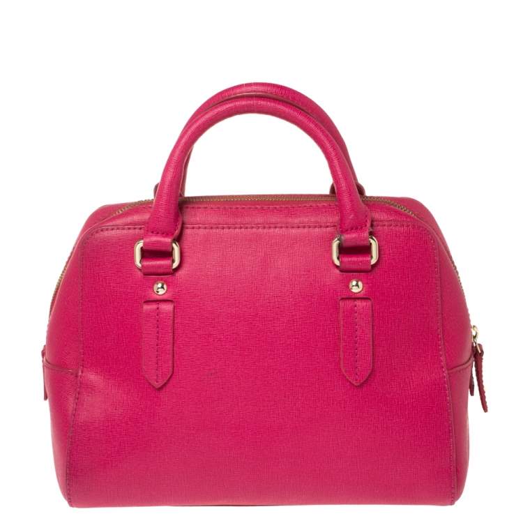Pre Owned Furla Magenta Leather Elena Satchel