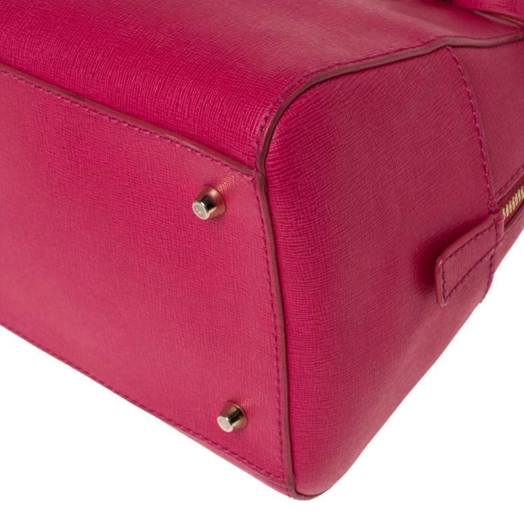 Pre Owned Furla Magenta Leather Elena Satchel