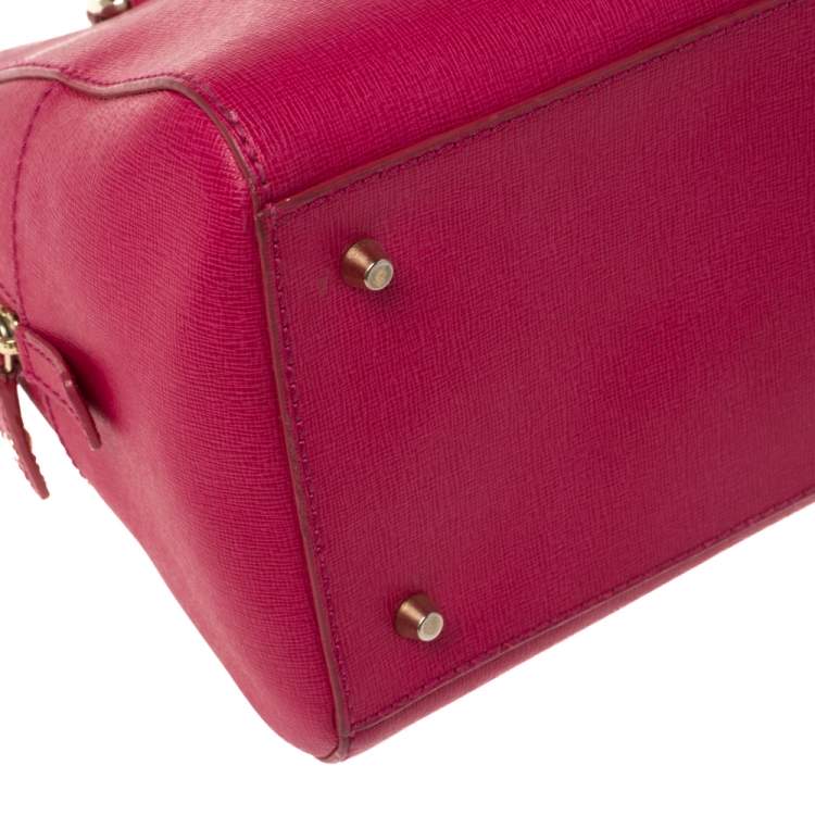Pre Owned Furla Magenta Leather Elena Satchel