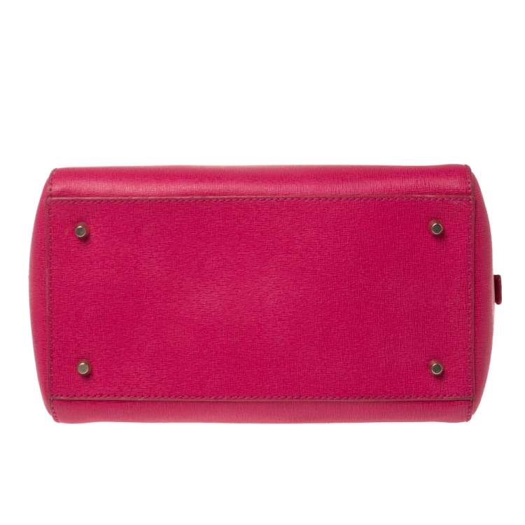 Pre Owned Furla Magenta Leather Elena Satchel