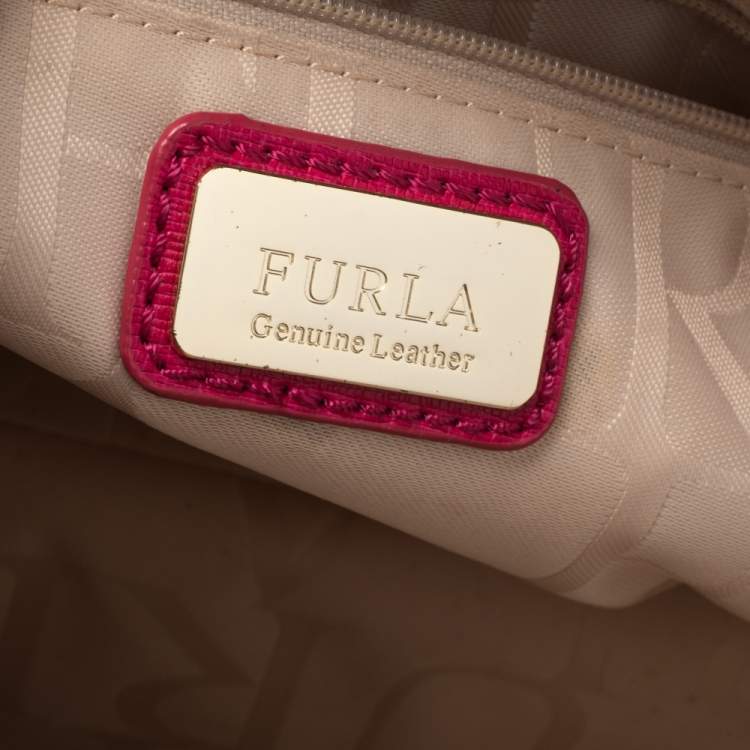 Pre Owned Furla Magenta Leather Elena Satchel
