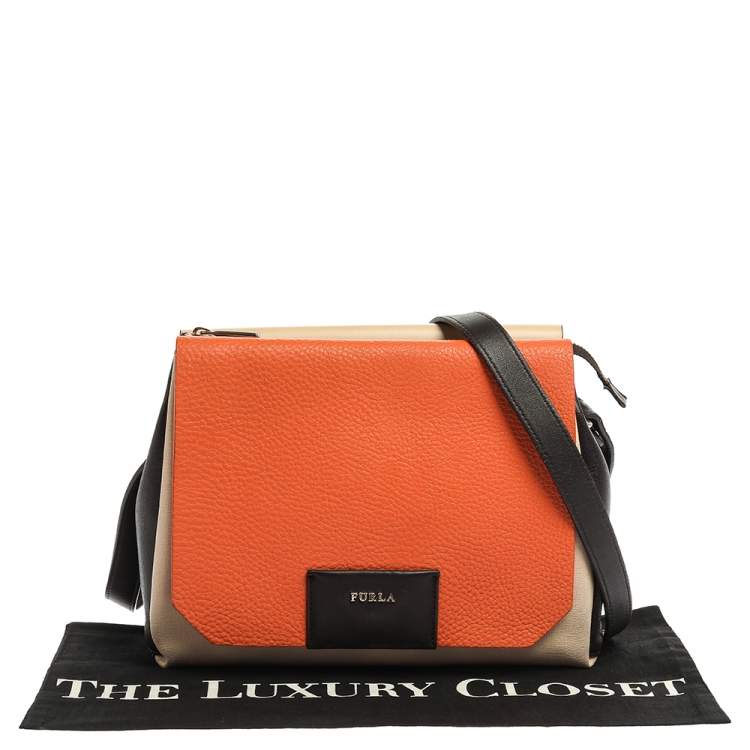 Pre Owned Furla Tri Color Leather Meridienne Shoulder Bag
