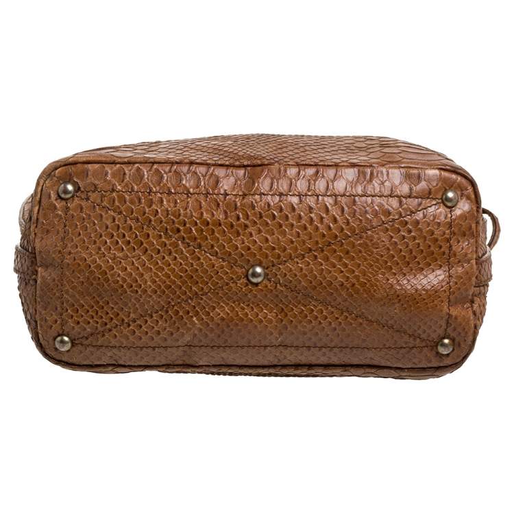 Pre Owned Furla Tan Python Embossed Leather Hobo