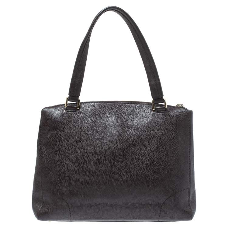 مملوكة مسبقًا Furla Brown/Beige Leather and Calfhair Satchel 