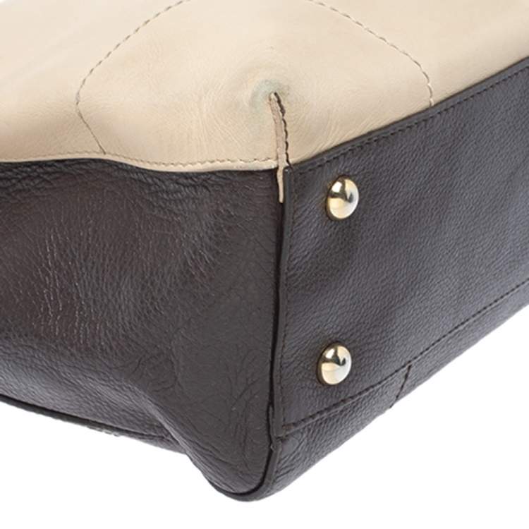 مملوكة مسبقًا Furla Brown/Beige Leather and Calfhair Satchel 