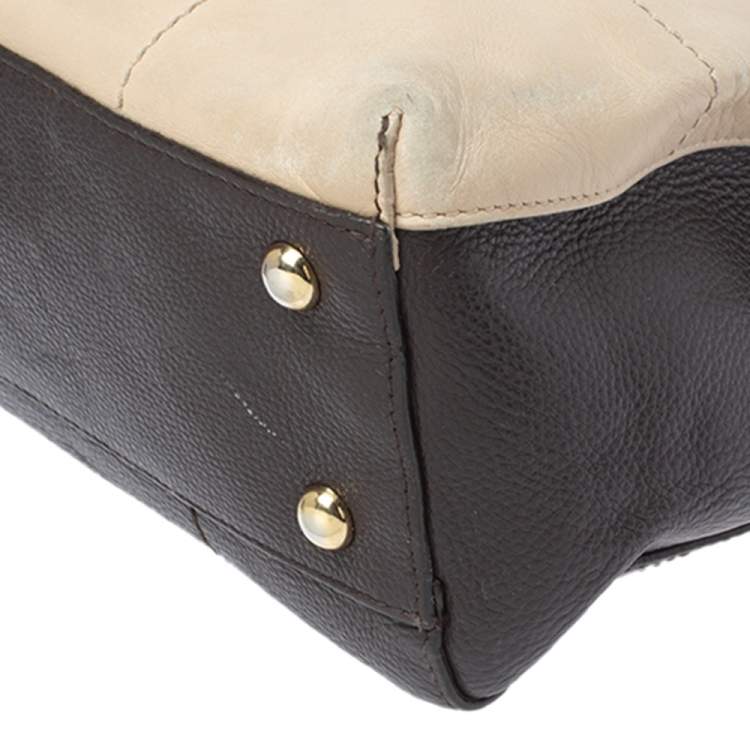 مملوكة مسبقًا Furla Brown/Beige Leather and Calfhair Satchel 