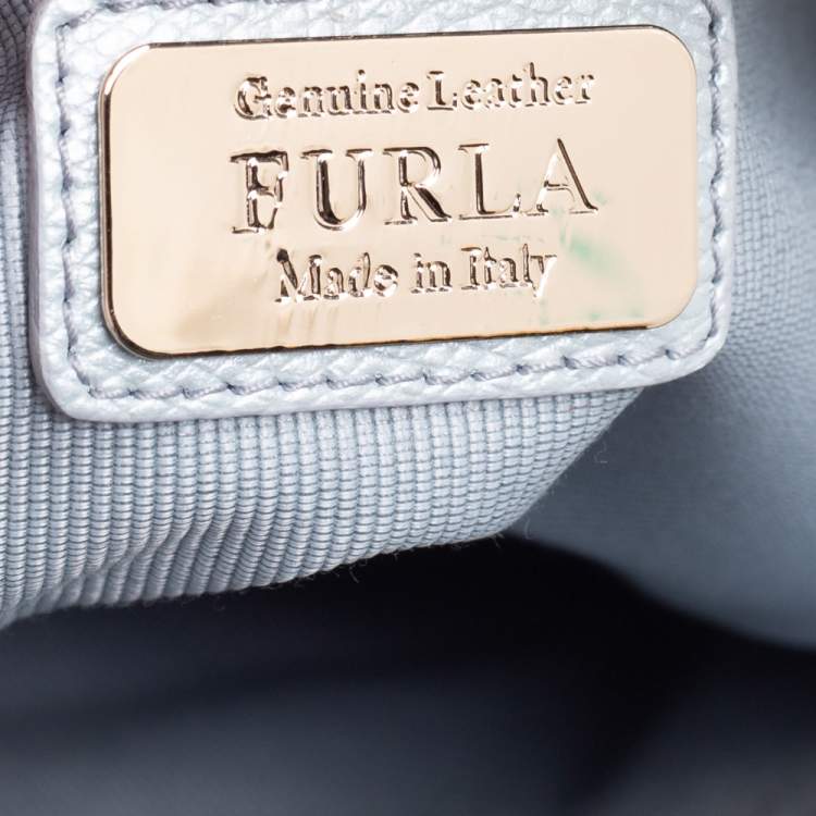 Pre Owned Furla Light Blue Leather Piper Dome Satchel