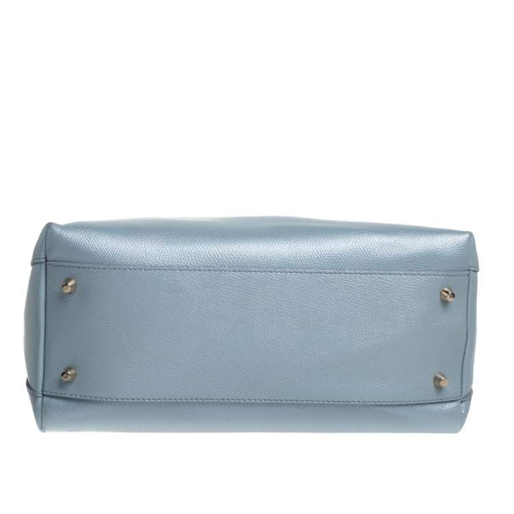 Pre Owned Furla Light Blue Leather Piper Dome Satchel