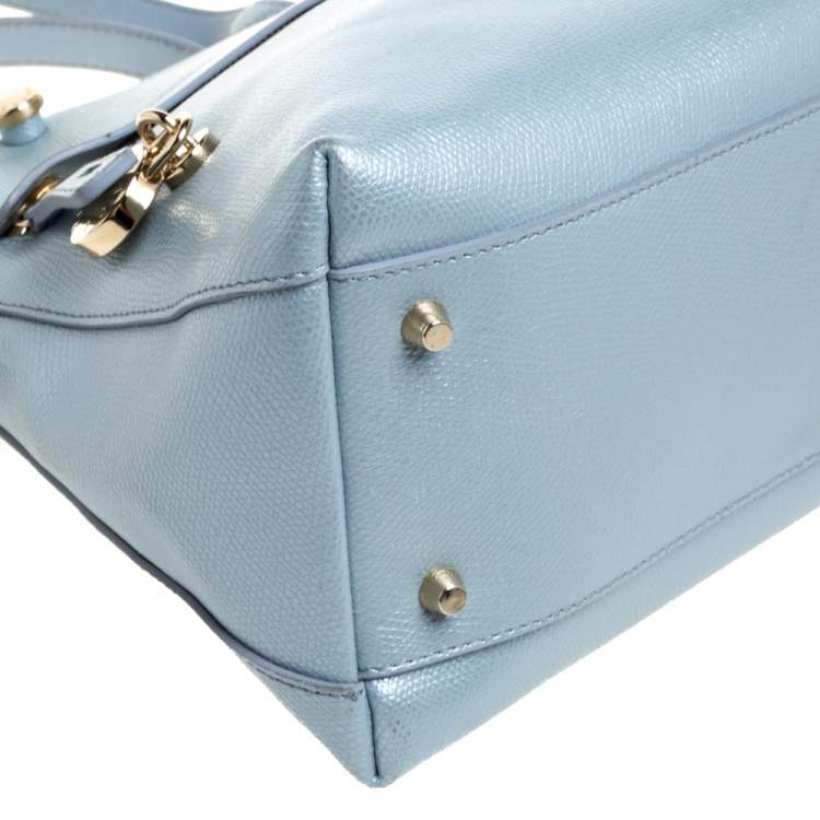 Pre Owned Furla Light Blue Leather Piper Dome Satchel