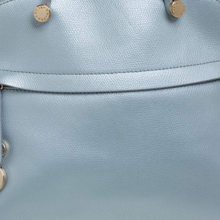 Pre Owned Furla Light Blue Leather Piper Dome Satchel