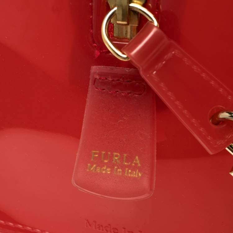 Pre Owned Furla Red Rubber Candy Satchel